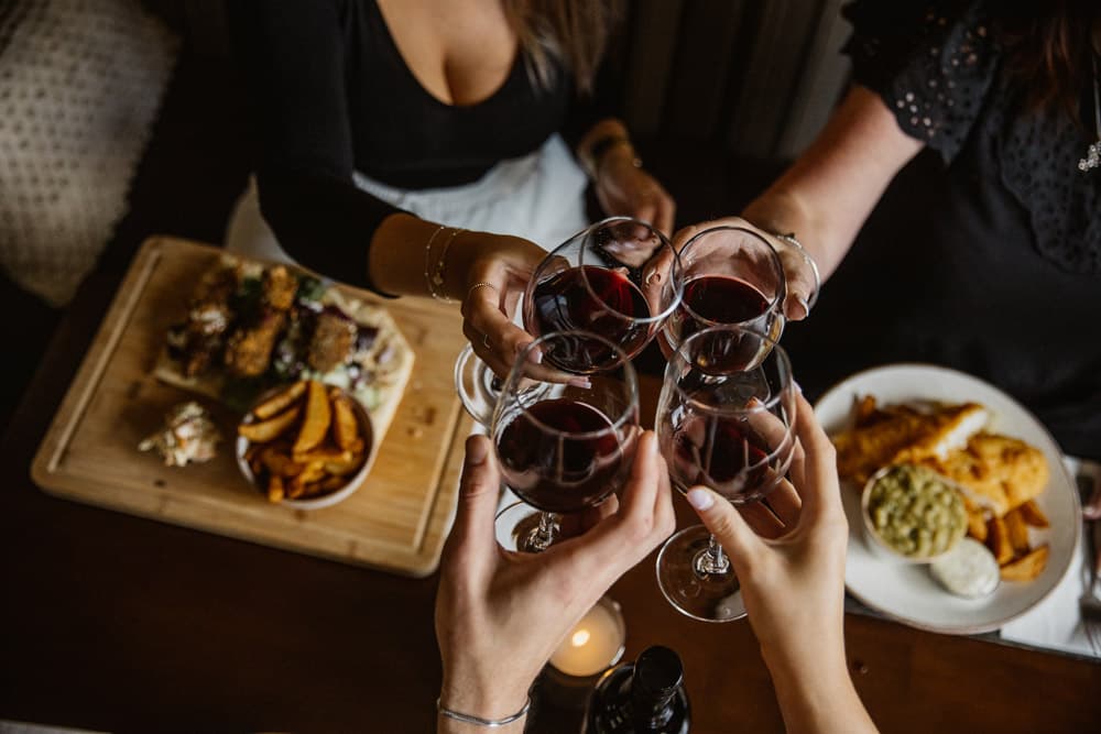 A toast over dinner